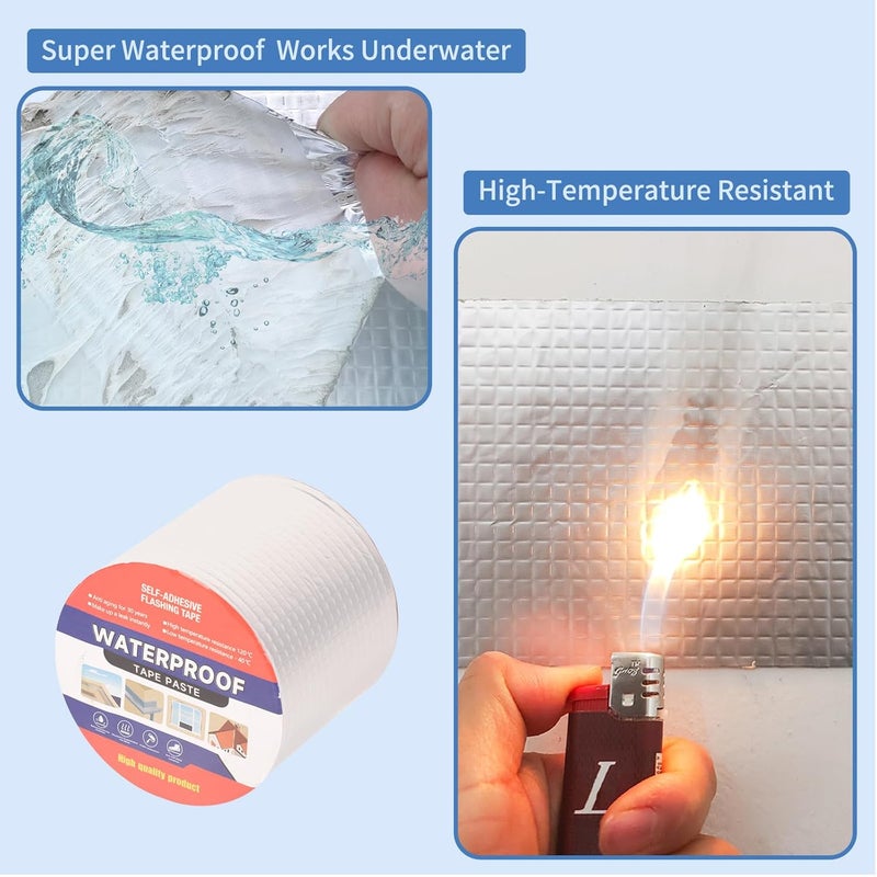 LFGUD 4" W X 16.4'L Waterproof Tape for Leaks Aluminum Butyl Tape with Adhesive for RV Repair, Glass Repairs, Air Mattress Patch, Window Caulking, Boat Sealing, Roof Patching - Image 5